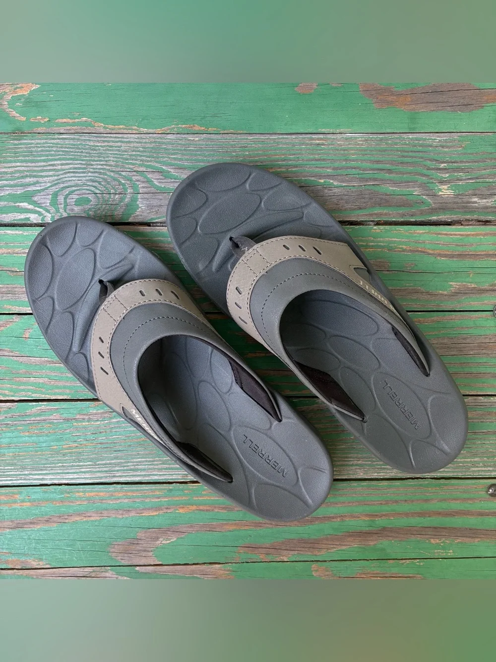 Merrell Mens Huntington Sport Flip Sandals Boulder Sz 9 Shoes